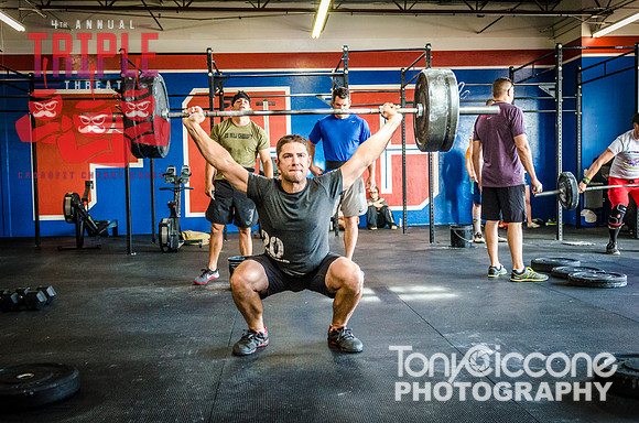 Denver fitness sports photography of Crossfit Men at Denver, Colorado's CFCC Triple Threat Crossfit Event.