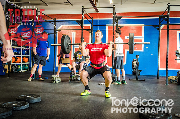 Denver fitness sports photography of Crossfit Men at Denver, Colorado's CFCC Triple Threat Crossfit Event.