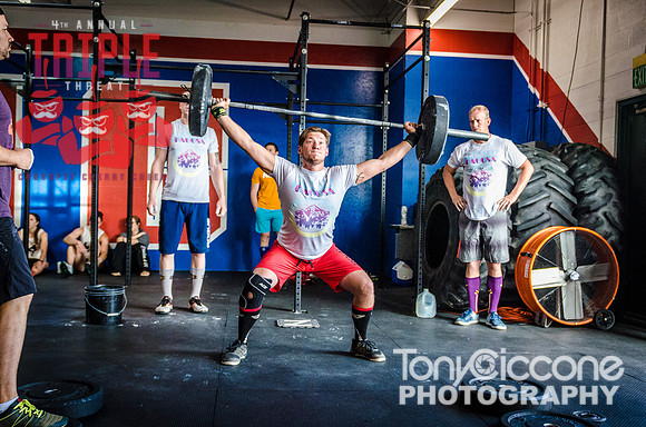 Denver fitness sports photography of Crossfit Men at Denver, Colorado's CFCC Triple Threat Crossfit Event.