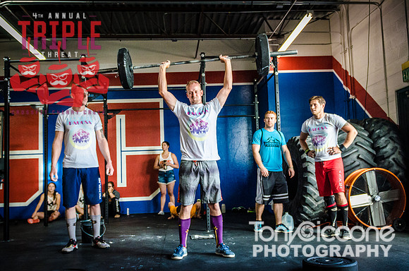 Denver fitness sports photography of Crossfit Men at Denver, Colorado's CFCC Triple Threat Crossfit Event.