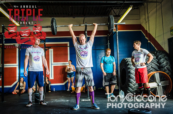Denver fitness sports photography of Crossfit Men at Denver, Colorado's CFCC Triple Threat Crossfit Event.