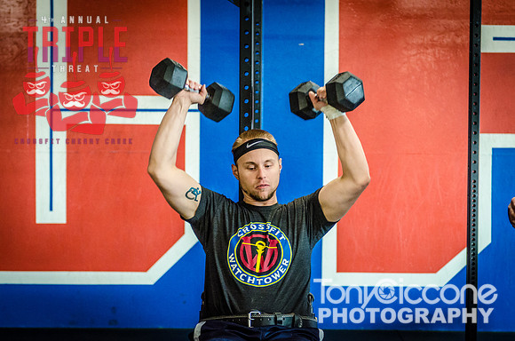 Denver fitness sports photography of Crossfit Men at Denver, Colorado's CFCC Triple Threat Crossfit Event.