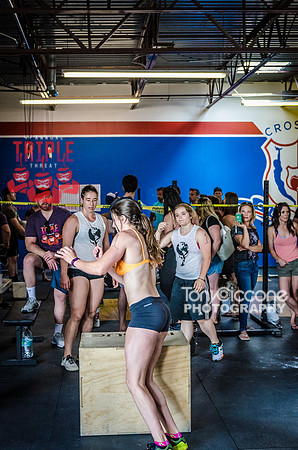 Denver fitness event photography of RX Crossfit Women at the Triple Threat Crossfit Competition in Denver, Colorado.