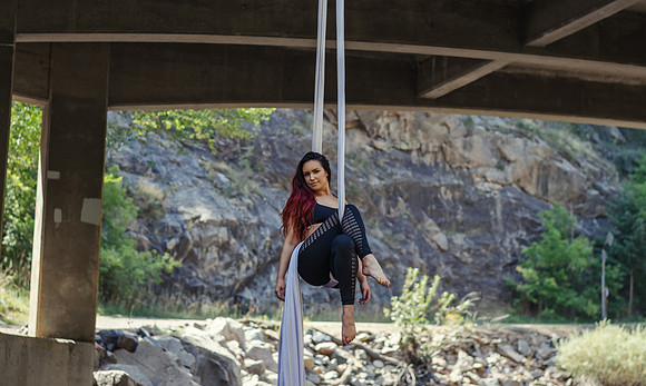 Denver Aerial Yoga Photography of Aerial Silk Dancer Caroline Lange