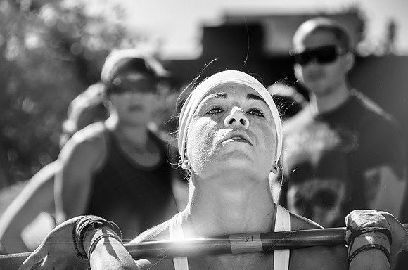 Crossfit girl Audra Robinson doing an olympic lift