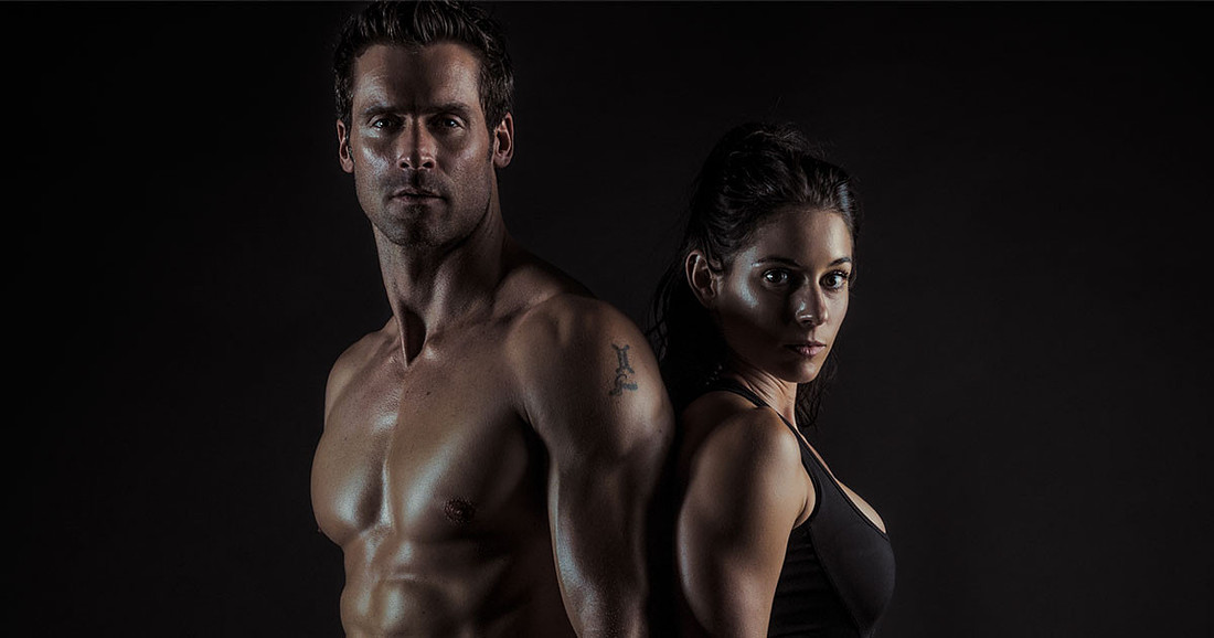 Gym photoshoot of fitness couple.